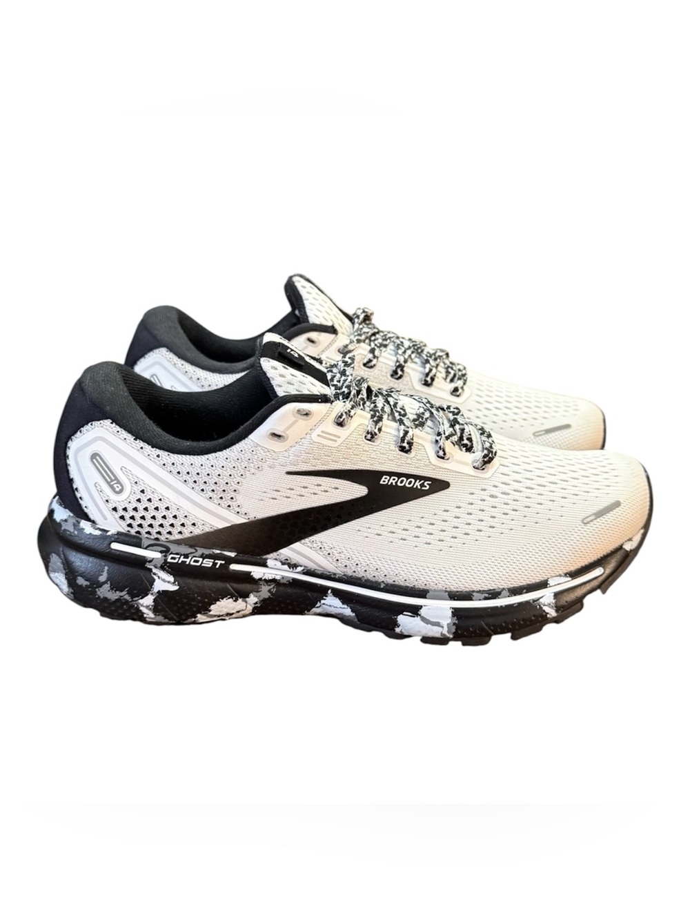 Brooks Ghost 14 Running Shoes - White Black Camo Women’s Size 9